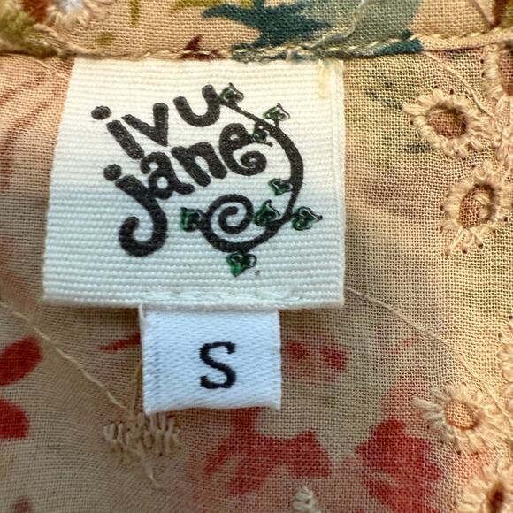 Women's Ivy Jane Floral Pearl Snap Ruffle Collor Button Up Blouse Size Small - Picture 3 of 9